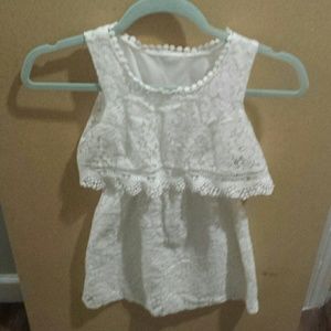 Elegant, fringed, floral white dress, Size: 8 - 9